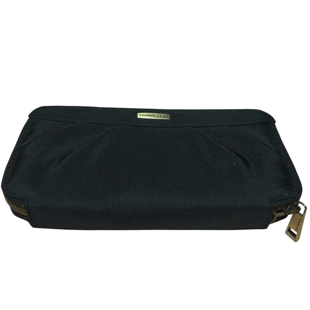 TRAVELON Women's Black Zip Around Wallet RFID Blocking Travel Nylon 7.5x4”